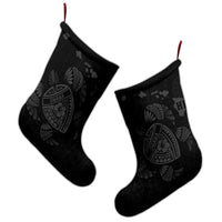 Hawaiian Map Turtle Ohana Hibicus Polynesian Christmas Stocking - Gray - AH - Polynesian Pride