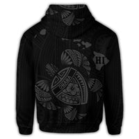 Hawaiian Map Turtle Ohana Hibicus Polynesian Zip Hoodie Gray - Polynesian Pride
