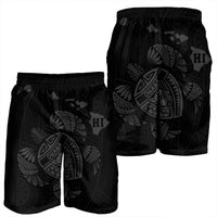 Hawaiian Map Turtle Ohana Hibicus Polynesian Men's Shorts - Gray - AH - Polynesian Pride