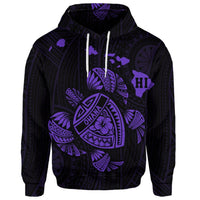 Custom Hawaiian Map Turtle Ohana Hibicus Polynesian Hoodie Purple - Polynesian Pride