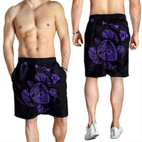 Hawaiian Map Turtle Ohana Hibicus Polynesian Men's Shorts - Purple - AH - Polynesian Pride