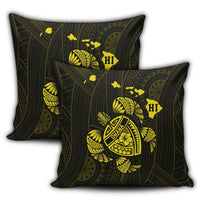 Hawaiian Map Turtle Ohana Hibicus Polynesian Pillow Covers - Yellow - AH - Polynesian Pride