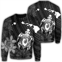 Hawaiian Map Turtle Plumeria Hibiscus Fish Hook Polynesian Sweatshirt - AH Unisex Black - Polynesian Pride