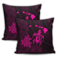 Hawaiian Map Turtle Plumeria Hibiscus Fish Hook Polynesian Pillow Covers Pink - AH - Polynesian Pride