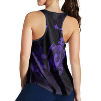 Hawaiian Map Turtle Plumeria Hibiscus Fish Hook Polynesian Racerback Tank Purple - AH - Polynesian Pride