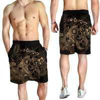 Hawaiian Map Turtle Tattoo Hibiscus Plumeria Polynesian Men's Shorts - Gold - AH - Polynesian Pride