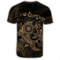 Hawaiian Map Turtle Tattoo Hibiscus Plumeria Polynesian T Shirt Gold AH - Polynesian Pride