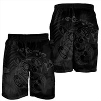 Hawaiian Map Turtle Tattoo Hibiscus Plumeria Polynesian Men's Shorts - Gray - AH - Polynesian Pride