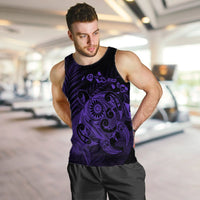 Hawaiian Map Turtle Tattoo Hibiscus Plumeria Polynesian Tank Top - Purple - AH - Polynesian Pride
