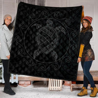 Hawaiian Map Turtle Wave Polynesian Premium Quilts Gray - AH - Polynesian Pride