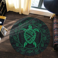 Hawaiian Map Turtle Wave Polynesian Round Carpet Green - AH - Polynesian Pride