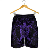 Hawaiian Map Turtle Wave Polynesian Men's Shorts Purple - AH - Polynesian Pride