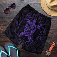 Hawaiian Map Turtle Wave Polynesian Men's Shorts Purple - AH Art - Polynesian Pride