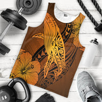 Hawaiian Map Whale Swim Hibiscus Polynesian Tank Top - Orange - AH - Polynesian Pride