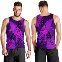 Hawaiian Map Whale Swim Hibiscus Polynesian Tank Top - Purple - AH - Polynesian Pride