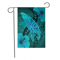 Hawaiian Map Whale Swim Hibiscus Polynesian Flag - Turquoise - AH - Polynesian Pride