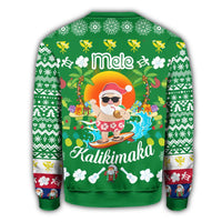 Hawaiian Mele Kalikimaka Santa Claus Pattern Christmas Sweatshirt - Green - Labo Style - AH - Polynesian Pride