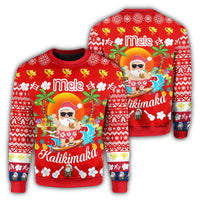 Hawaiian Mele Kalikimaka Santa Claus Pattern Christmas Sweatshirt - Red - Labo Style - AH Unisex Red - Polynesian Pride