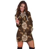 Hawaiian Old School Turtle Hoodie Dress - AH - Polynesian Pride