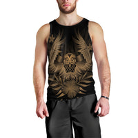 Hawaiian Owl Hibiscus Plumeria Polynesian Tank Top - Gold - AH Black - Polynesian Pride