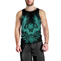 Hawaiian Owl Hibiscus Plumeria Polynesian Tank Top - Turquoise - AH Black - Polynesian Pride