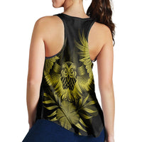 Hawaiian Owl Hibiscus Plumeria Polynesian Racerback Tank - Yellow - AH - Polynesian Pride
