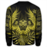 Hawaiian Owl Hibiscus Plumeria Polynesian Sweatshirt - Yellow - AH - Polynesian Pride