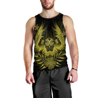 Hawaiian Owl Hibiscus Plumeria Polynesian Tank Top - Yellow - AH Black - Polynesian Pride