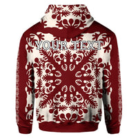 Custom Hawaiian Palm Tree Quilt Tradition Red Hoodie - Polynesian Pride
