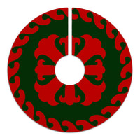 Hawaiian Pattern Lily Polynesian Tree Skirt - Red Green - AH - Polynesian Pride