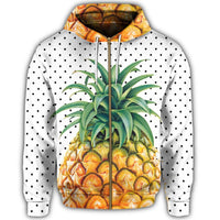 Hawaiian Pineapple Polka Dots Background Polynesian Zip Hoodie - Polynesian Pride