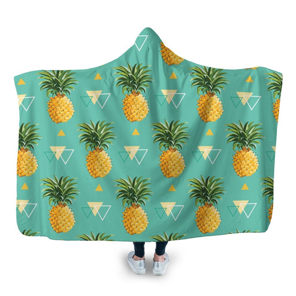 Hawaiian Pineapple Polynesian Hooded Blanket - AH Hooded Blanket White - Polynesian Pride