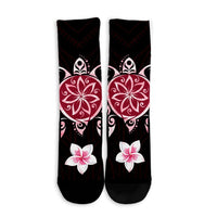 Hawaiian Pinky Turtle Plumeria Crew Socks AH - Polynesian Pride