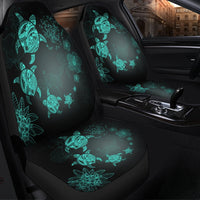 Hawaiian Plumeria Hibiscus Turtle Under Sea Polynesian Car Seat Covers Blue AH - Polynesian Pride