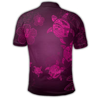 Hawaiian Plumeria Hibiscus Turtle Under Sea Polynesian Polo Shirt Pink - Polynesian Pride