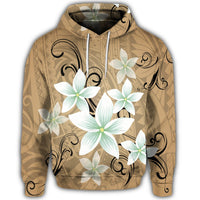 Hawaiian Plumeria Polynesian Hoodie Gold - Polynesian Pride
