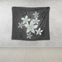 Hawaiian Plumeria Polynesian Tapestry - Gray - AH - Polynesian Pride