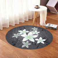 Hawaiian Plumeria Polynesian Round Carpet - Gray - AH - Polynesian Pride