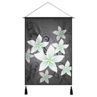 Hawaiian Plumeria Polynesian Hanging Poster - Gray - AH Hanging Poster Cotton And Linen - Polynesian Pride