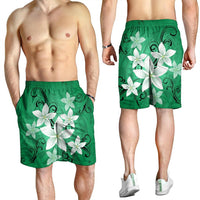 Hawaiian Plumeria Polynesian Men's Shorts - Green - AH - Polynesian Pride
