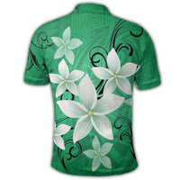 Hawaiian Plumeria Polynesian Polo Shirt Green - Polynesian Pride