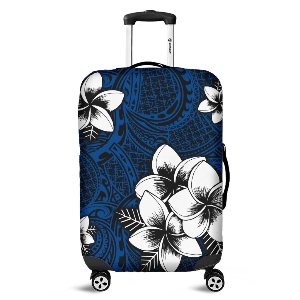 Hawaiian Plumeria Tribal Polynesian Luggage Covers Blue AH Black - Polynesian Pride