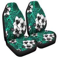 Hawaiian Plumeria Tribe Turquoise Polynesian Car Seat Covers AH Universal Fit Black - Polynesian Pride