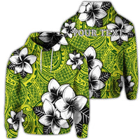 Custom Hawaiian Plumeria Tribe Yellow Green Polynesian Hoodie Unisex Art - Polynesian Pride