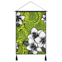 Hawaiian Plumeria Tribe Yellow Green Polynesian Hanging Poster AH Hanging Poster Cotton And Linen - Polynesian Pride