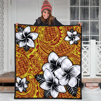 Hawaiian Plumeria Tribe Yellow Red Polynesian Premium Quilts AH - Polynesian Pride