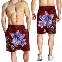 Hawaiian Plumeria Violet Polynesian Red Men's Shorts - AH - Polynesian Pride
