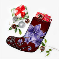 Hawaiian Plumeria Violet Polynesian Red Christmas Stocking - AH - Polynesian Pride