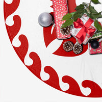 Hawaiian Quilt Pattern Flamingo Flower Tree Skirt - Red White - AH - Polynesian Pride