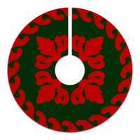 Hawaiian Quilt Pattern Flower Proudly Tree Skirt - Red Green - AH - Polynesian Pride